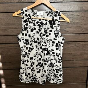 LOFT Monochrome Abstract Sleeveless Blouse